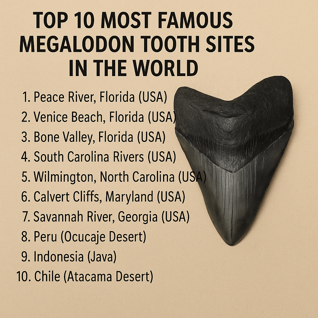 🌍 Top 10 Most Famous Megalodon Tooth Sites in the World - Fossil Driven