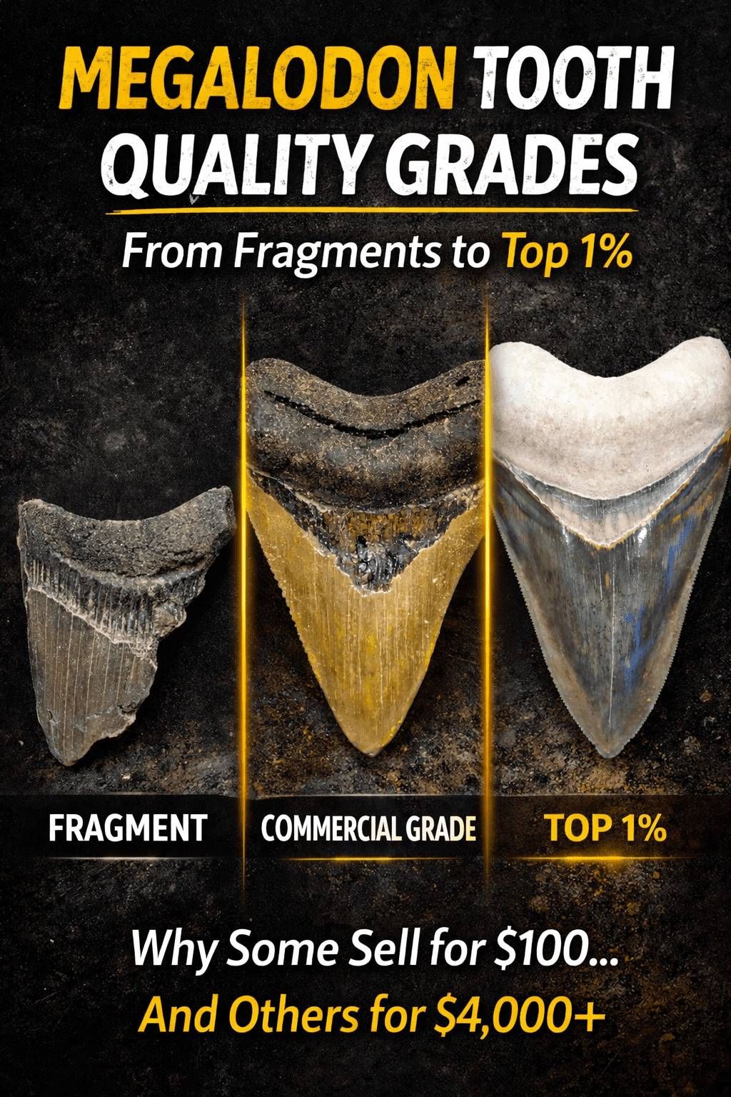 Understanding Megalodon Tooth Quality Grades: From Fragments to Top 1% Collector Pieces - Fossil Driven