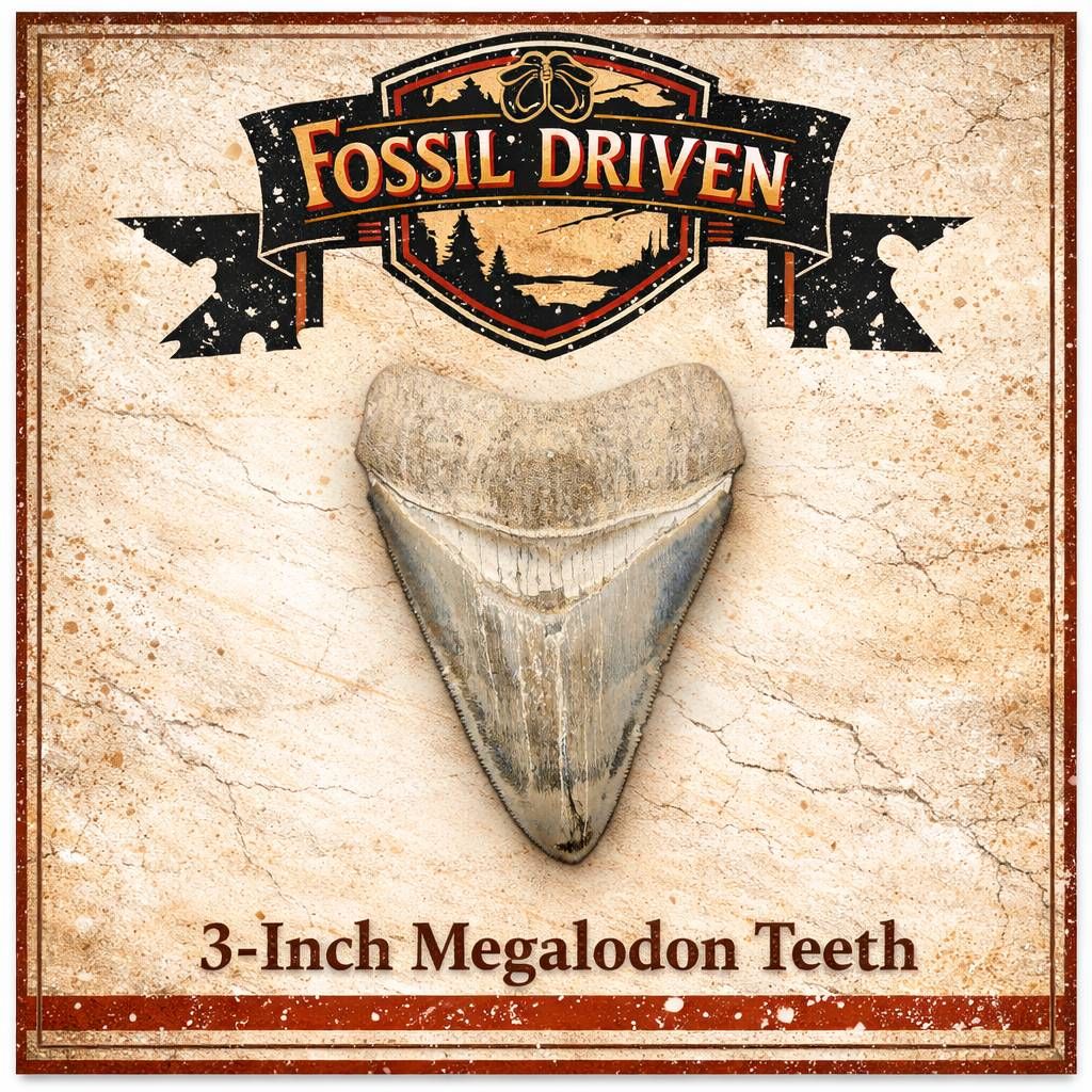 3-Inch Fossil Megalodon Teeth for Sale – Authentic Prehistoric Shark Fossils - Fossil Driven