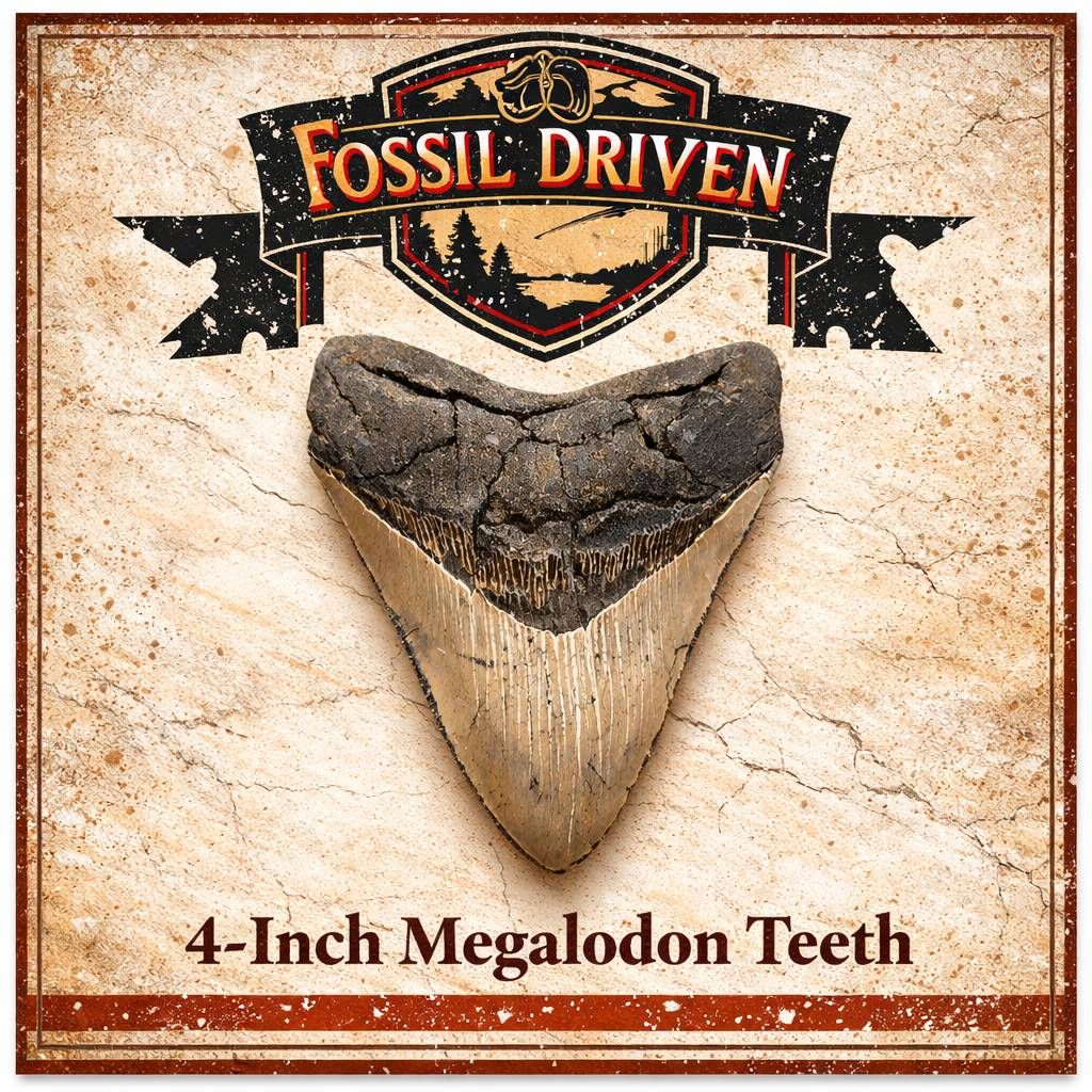 4-Inch Megalodon Shark Teeth – Authentic Fossils from a Prehistoric Apex Predator - Fossil Driven