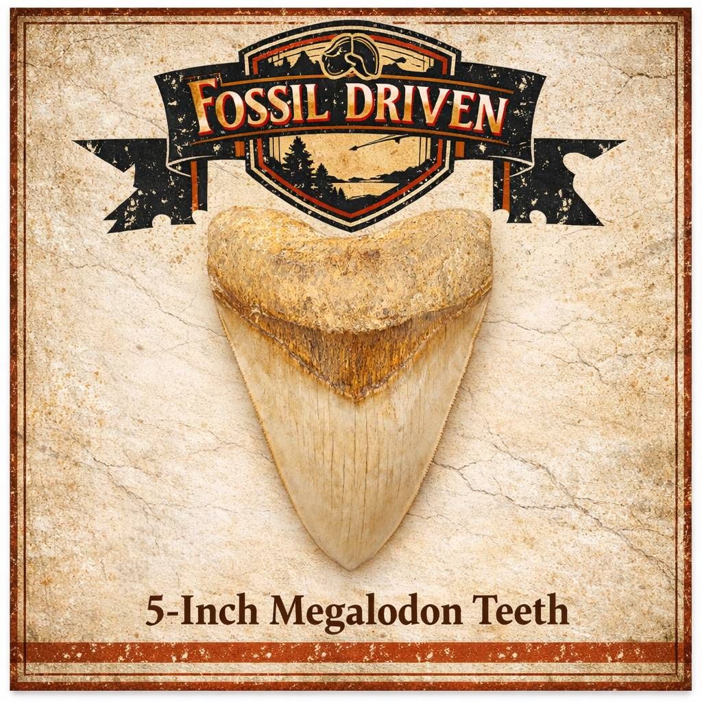 5-Inch Megalodon Shark Teeth – Rare Fossils from a Prehistoric Giant - Fossil Driven