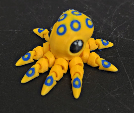 Mini Flexi Blue-Ringed Octopus – 2" 3D Printed Fidget Toy - Fossil Driven