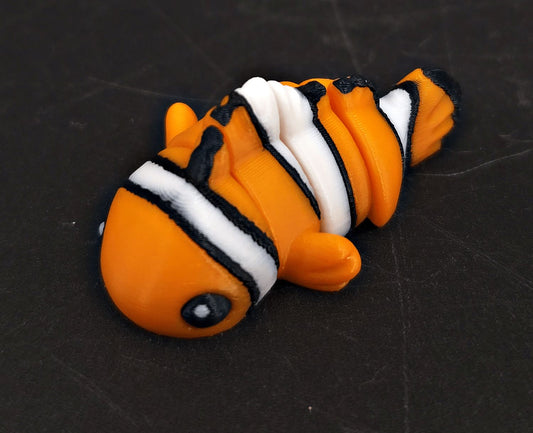 Mini Flexi Clownfish – 2" 3D Printed Fidget - Fossil Driven