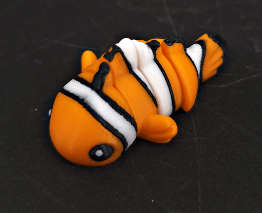 Mini Flexi Clownfish – 2" 3D Printed Fidget - Fossil Driven