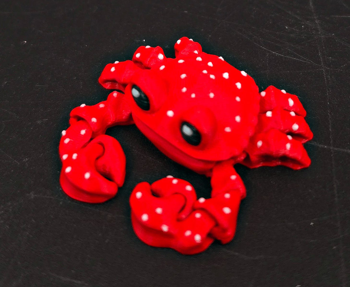 Mini Flexi Red Crab – 3D Printed Fidget Toy - Fossil Driven
