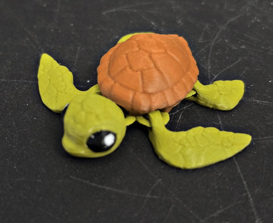 Mini Flexi Sea Turtle – 2" 3D Printed Fidget Toy - Fossil Driven