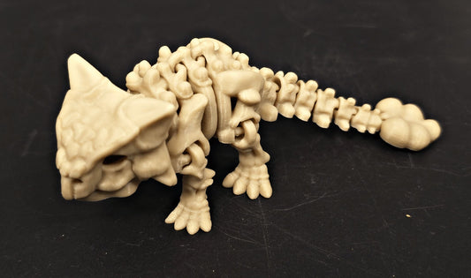 Skeleton Ankylosaurus Fidget Toy – Flexible 6" 3D Printed Dinosaur - Fossil Driven