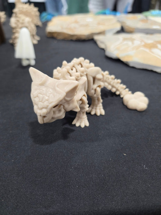 Skeleton Ankylosaurus Fidget Toy – Flexible 6" 3D Printed Dinosaur - Fossil Driven