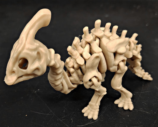 Skeleton Parasaurolophus Fidget Toy – Flexible 6" 3D Printed Dinosaur - Fossil Driven