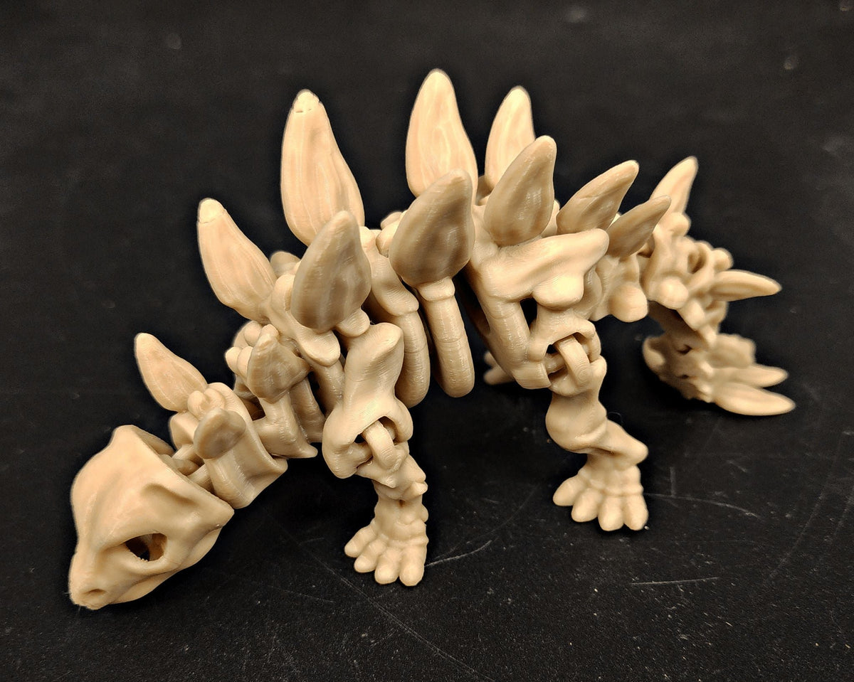 Skeleton Stegosaurus Fidget Toy – Flexible 7" 3D Printed Dinosaur - Fossil Driven