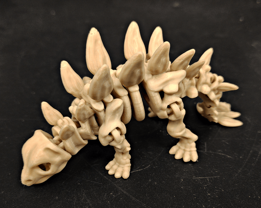 Skeleton Stegosaurus Fidget Toy – Flexible 7" 3D Printed Dinosaur - Fossil Driven