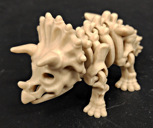 Skeleton Triceratops Fidget Toy – Flexible 5" 3D Printed Dinosaur - Fossil Driven